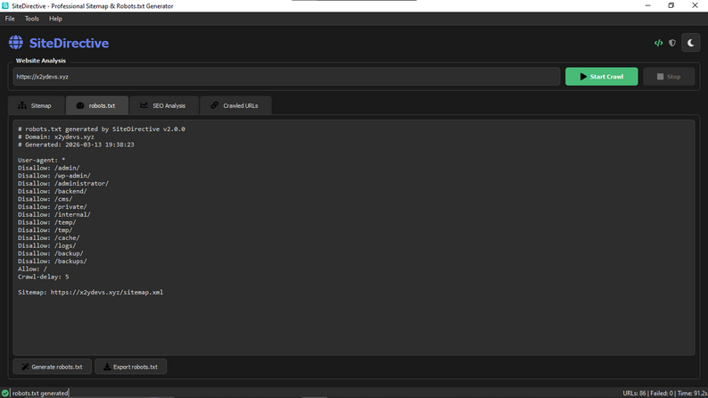 SiteDirective Robots.txt Generator