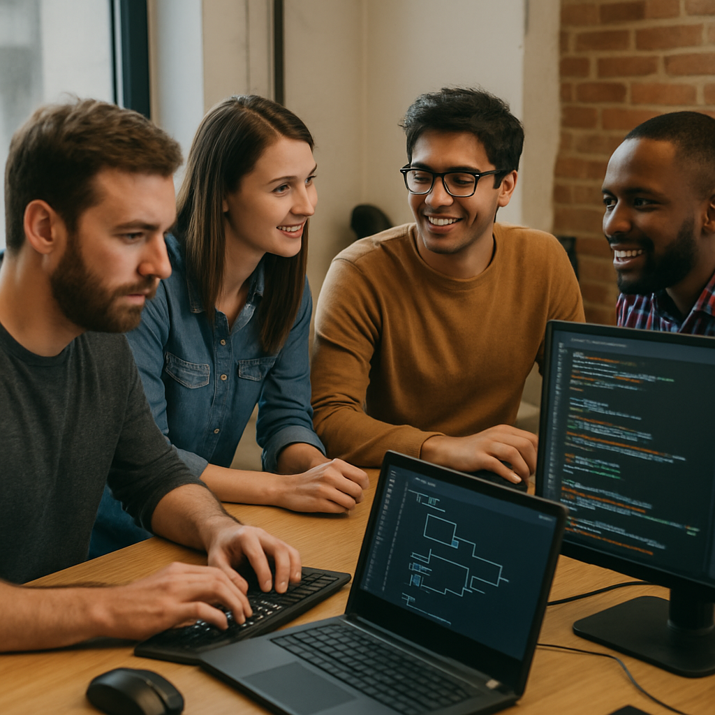 x2y Devs Tools team collaborating on software development